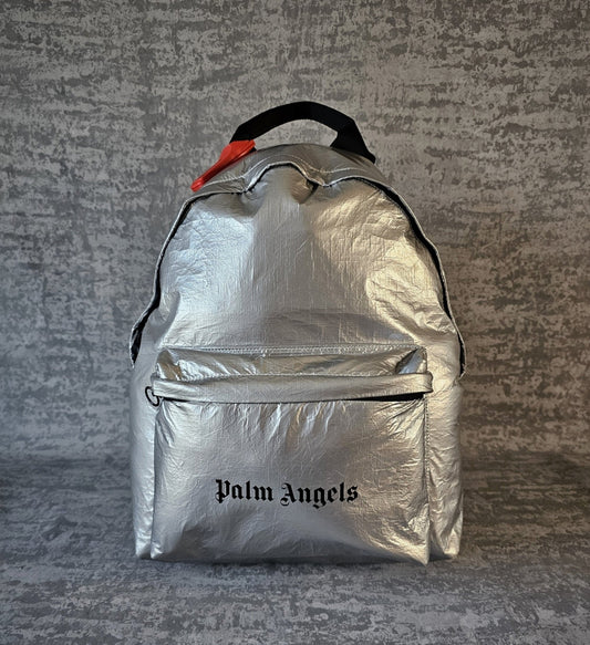 PALM ANGELS Silver Reflective Security Backpack