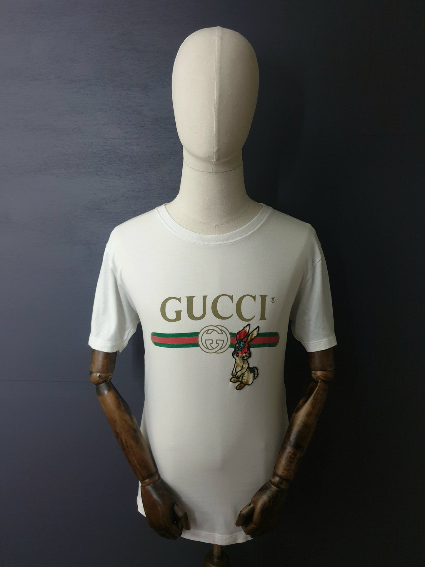 GUCCI Rabbit Embroidered Cotton T-Shirt