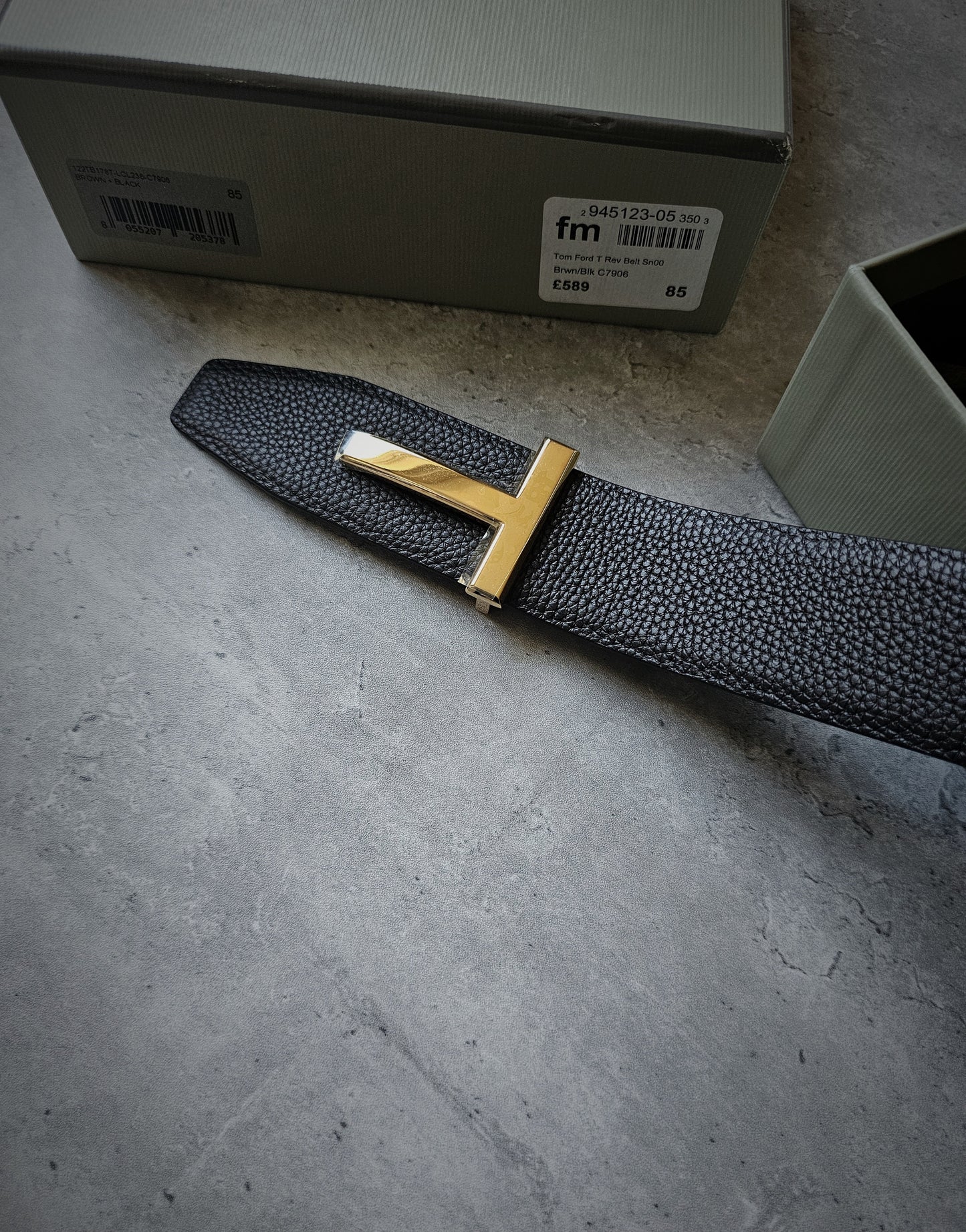 TOM FORD T Buckle Soft Grain Reversible 40mm Belt in Brown & Black *BRAND NEW*