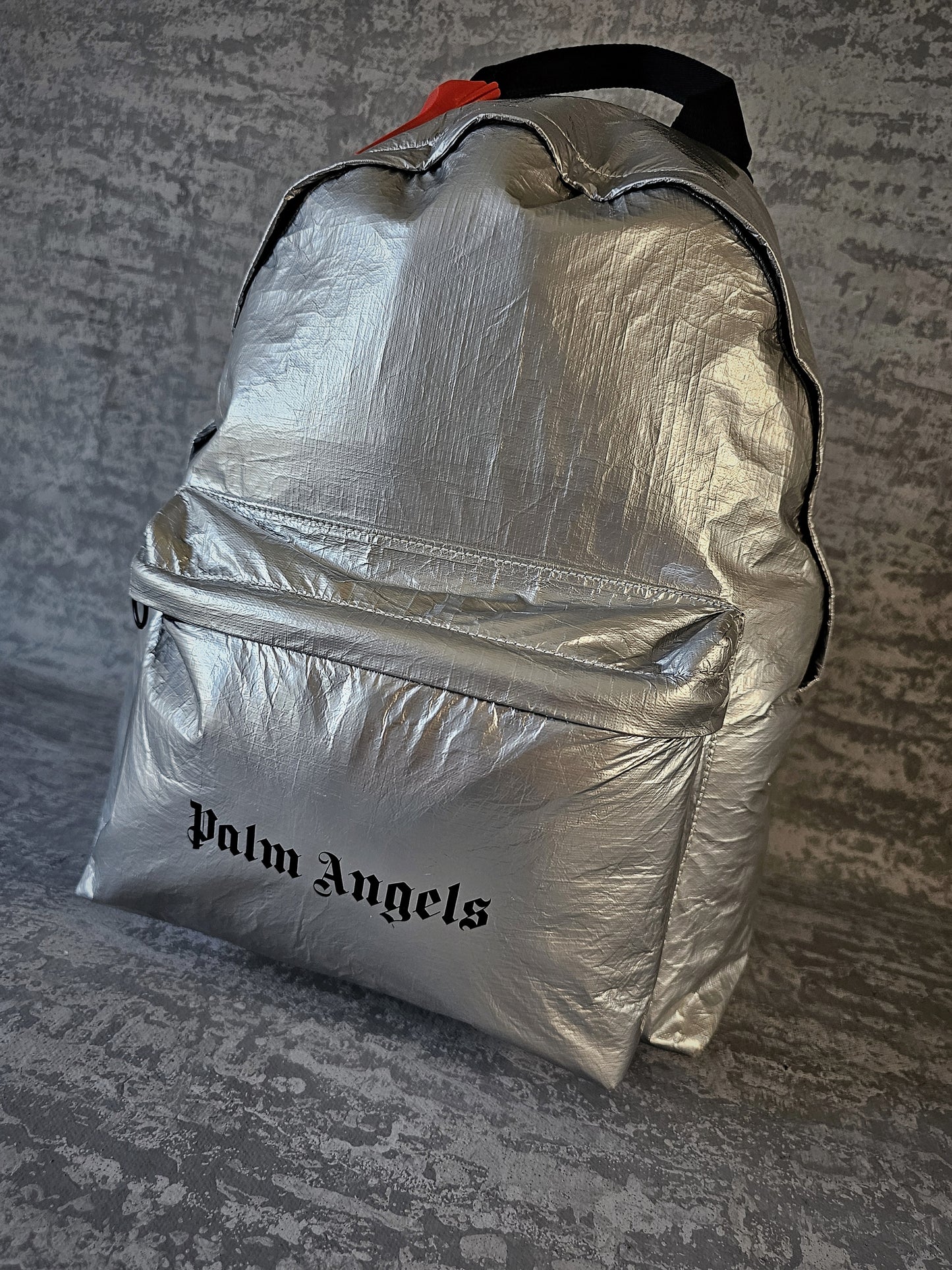 PALM ANGELS Silver Reflective Security Backpack
