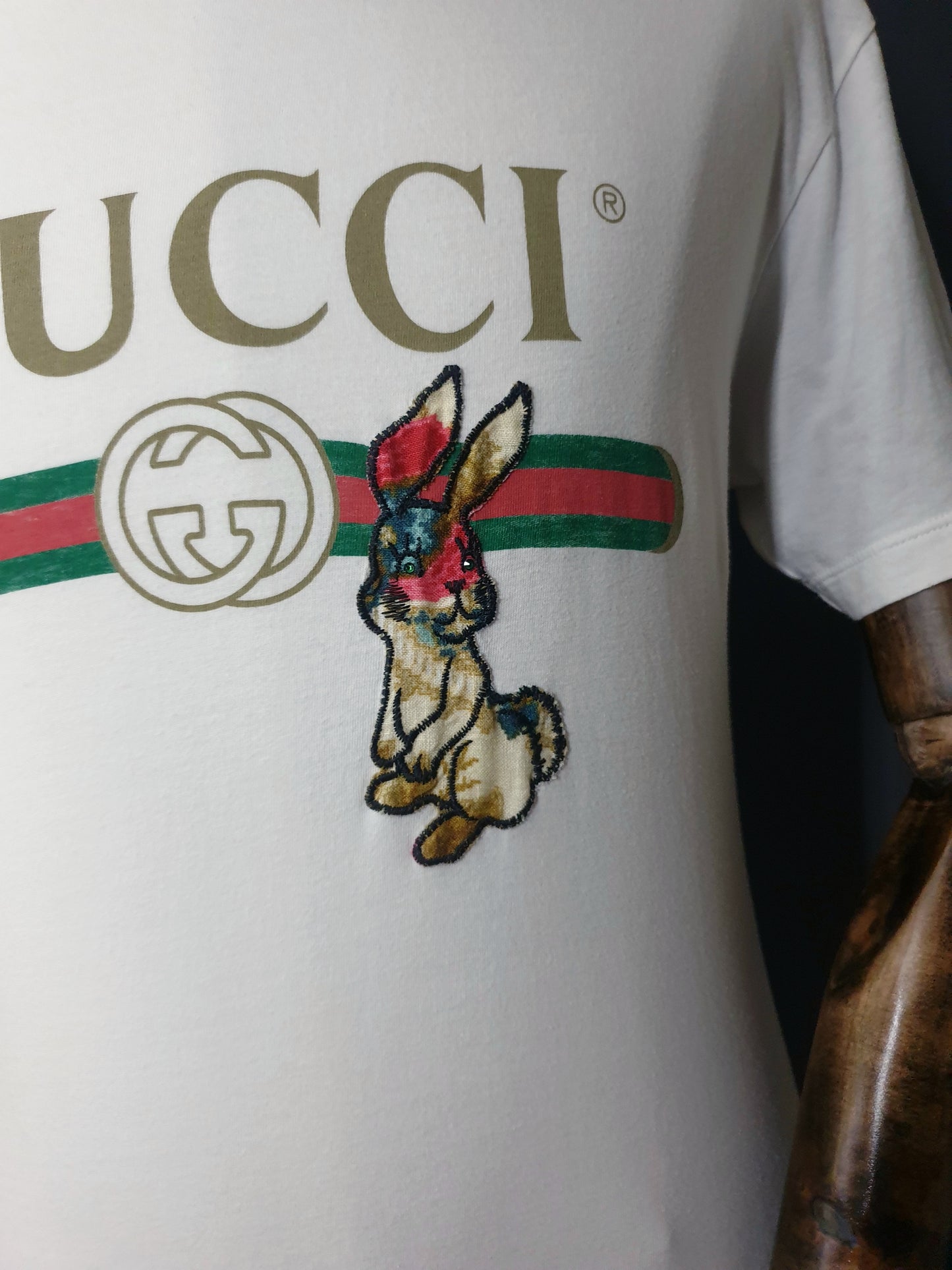 GUCCI Rabbit Embroidered Cotton T-Shirt