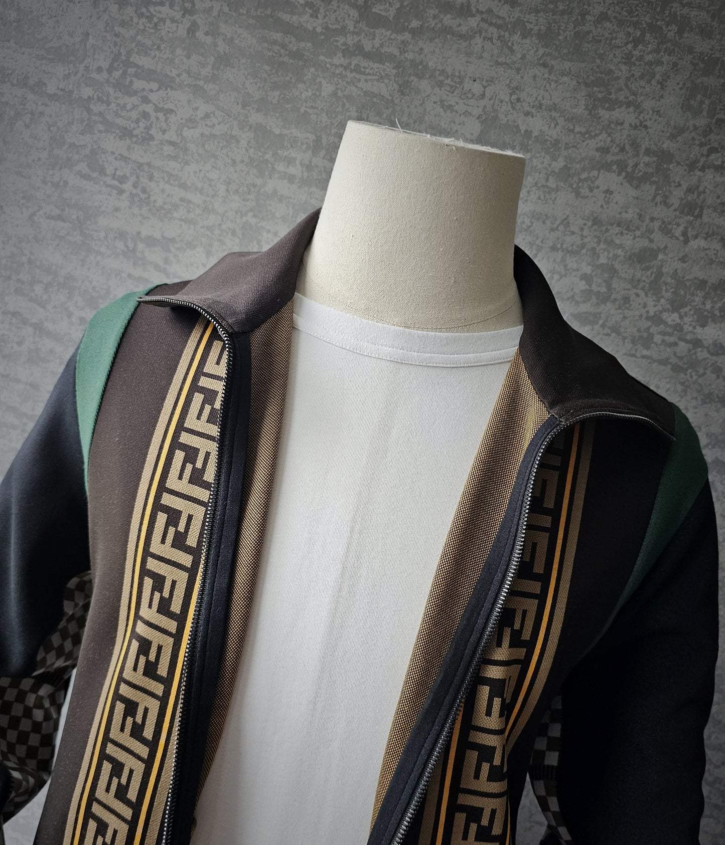 FENDI Logo Trimmed Panelled Stretch-Jersey Track Jacket