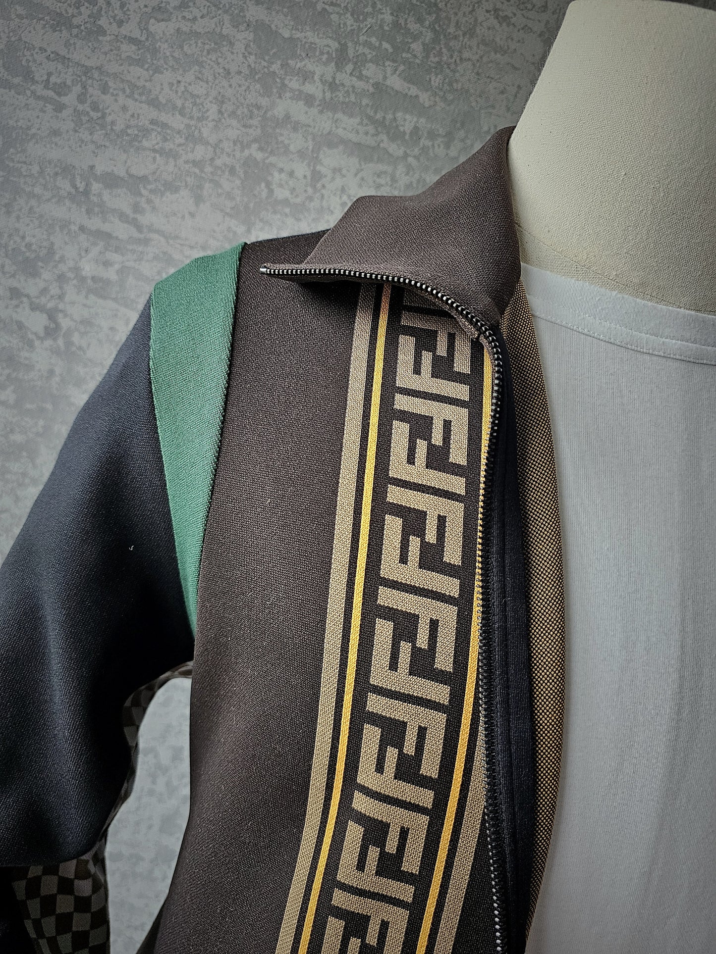 FENDI Logo Trimmed Panelled Stretch-Jersey Track Jacket