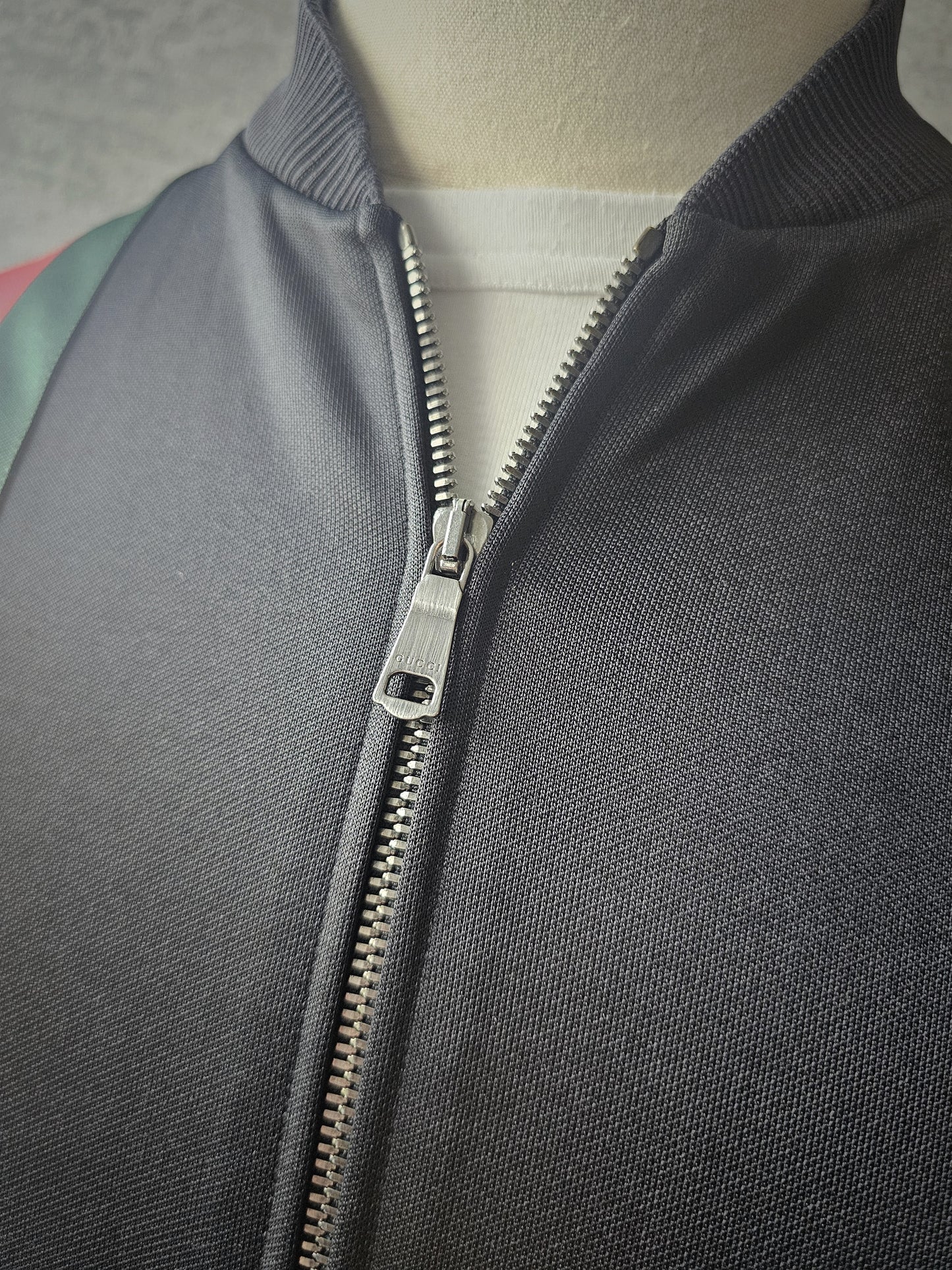 GUCCI Web-Striped Jersey Bomber Hooded Jacket