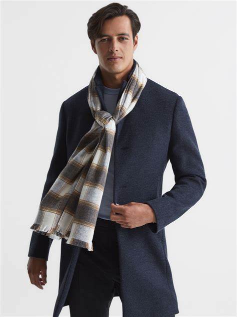 REISS Angelo Wool Blend Checked Scarf