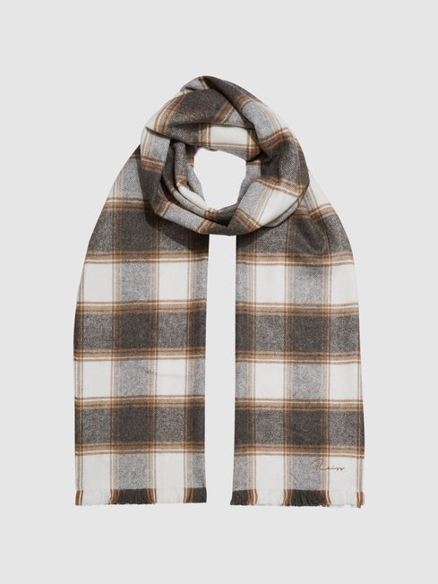 REISS Angelo Wool Blend Checked Scarf