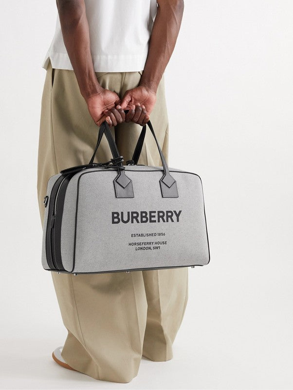 BURBERRY Logo-Print Leather-Trimmed Canvas Holdall