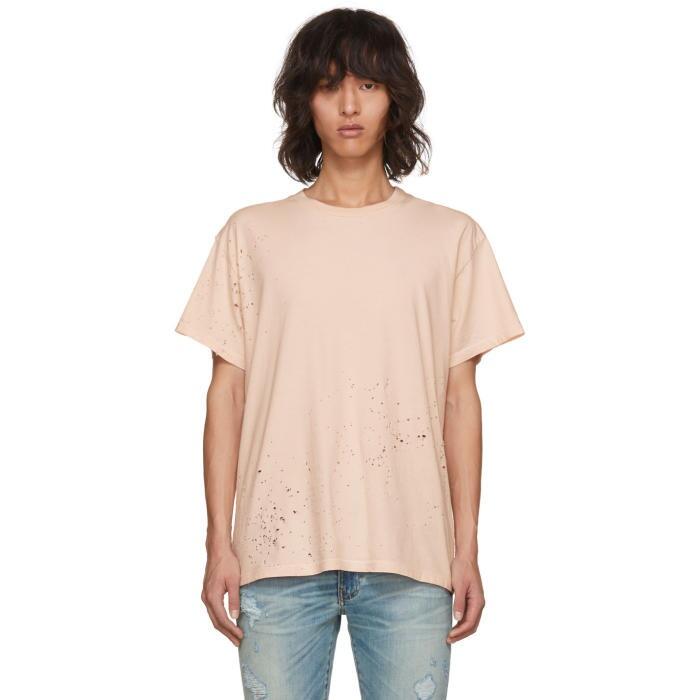AMIRI Distressed Pink Shotgun T-Shirt