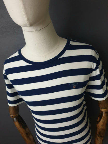 GANT Striped Crew Neck in Evening Blue