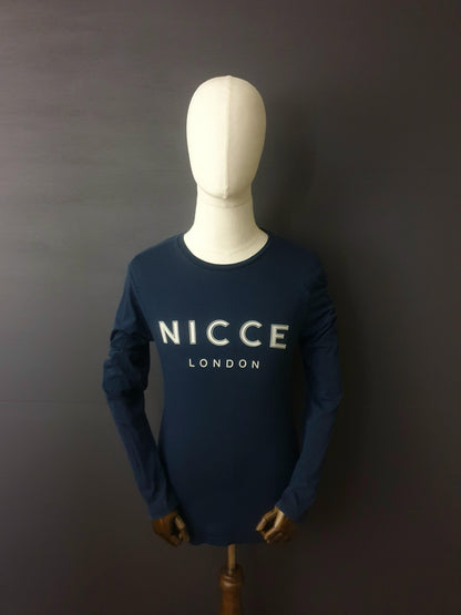 NICCE Logo Print Long Sleeve T-shirt in Navy