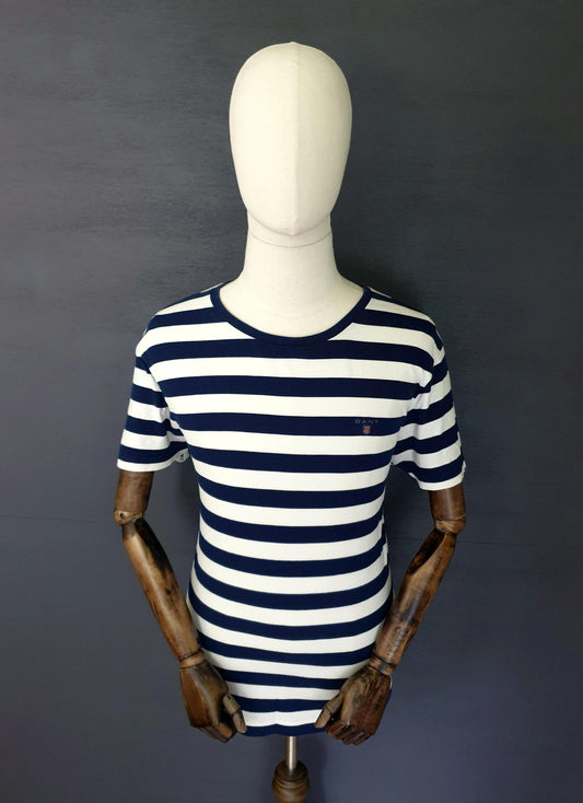 GANT Striped Crew Neck in Evening Blue