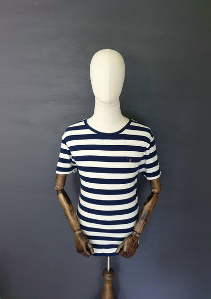 GANT Striped Crew Neck in Evening Blue