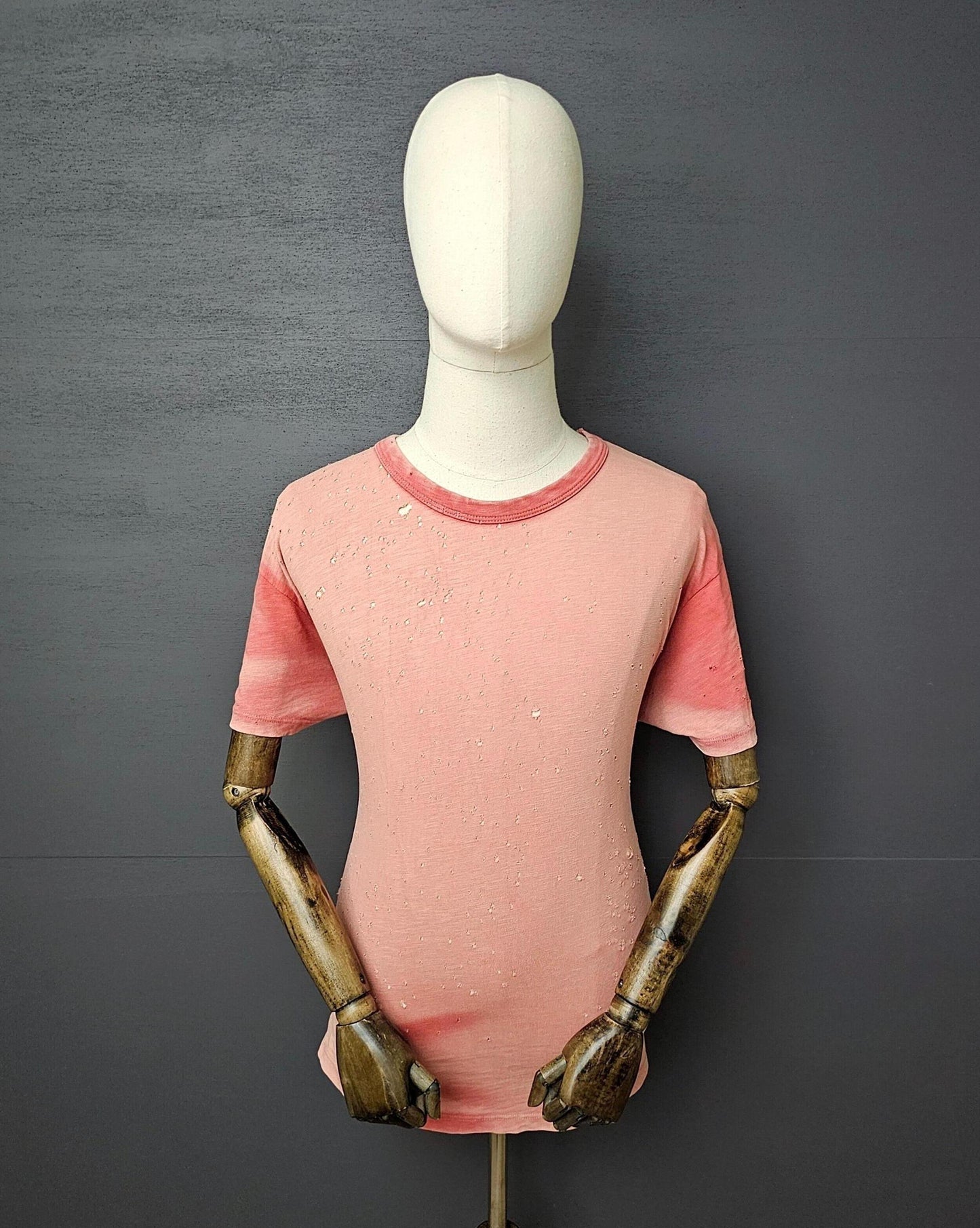 AMIRI Distressed & Washed Pink Shotgun T-Shirt