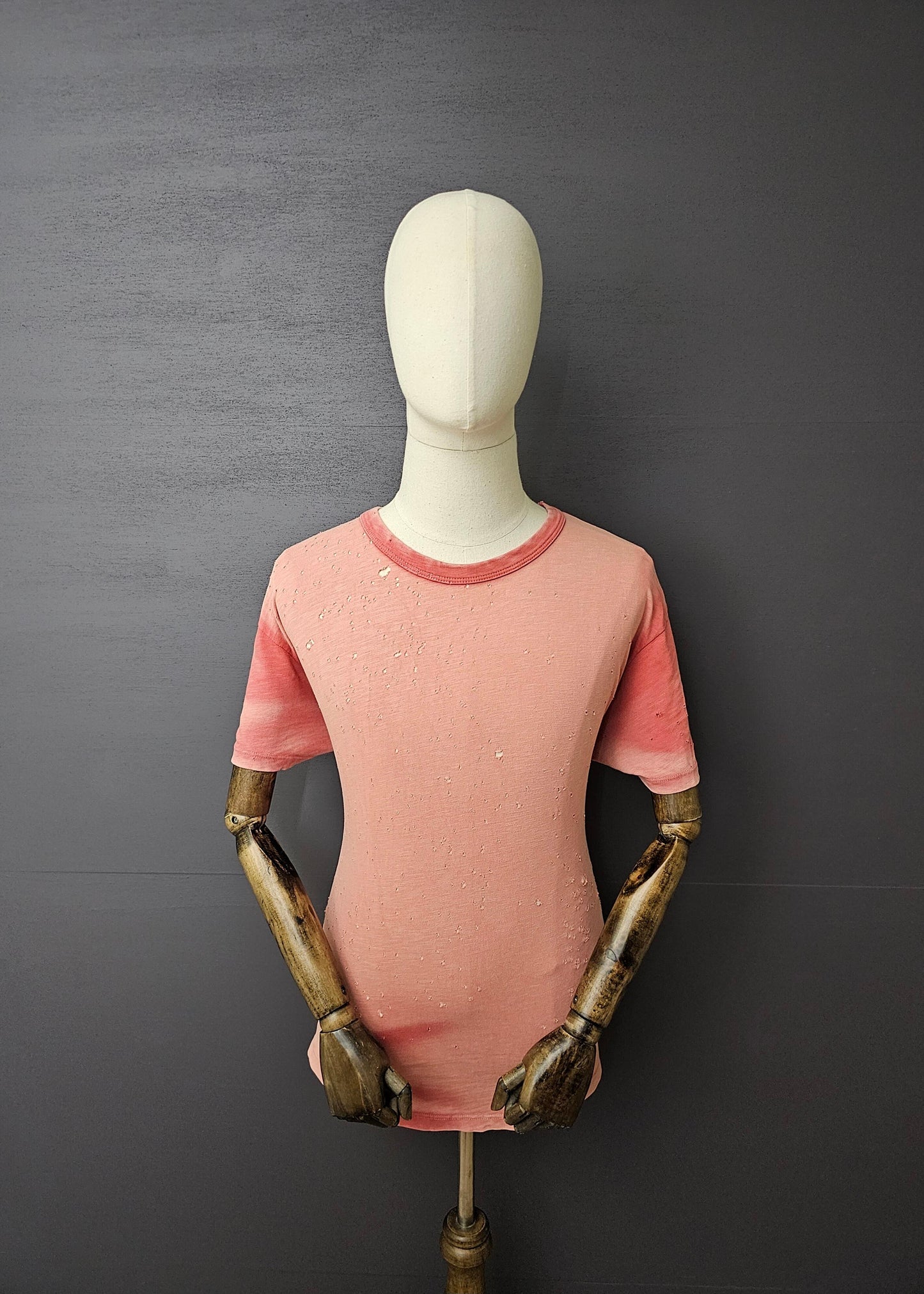 AMIRI Distressed & Washed Pink Shotgun T-Shirt
