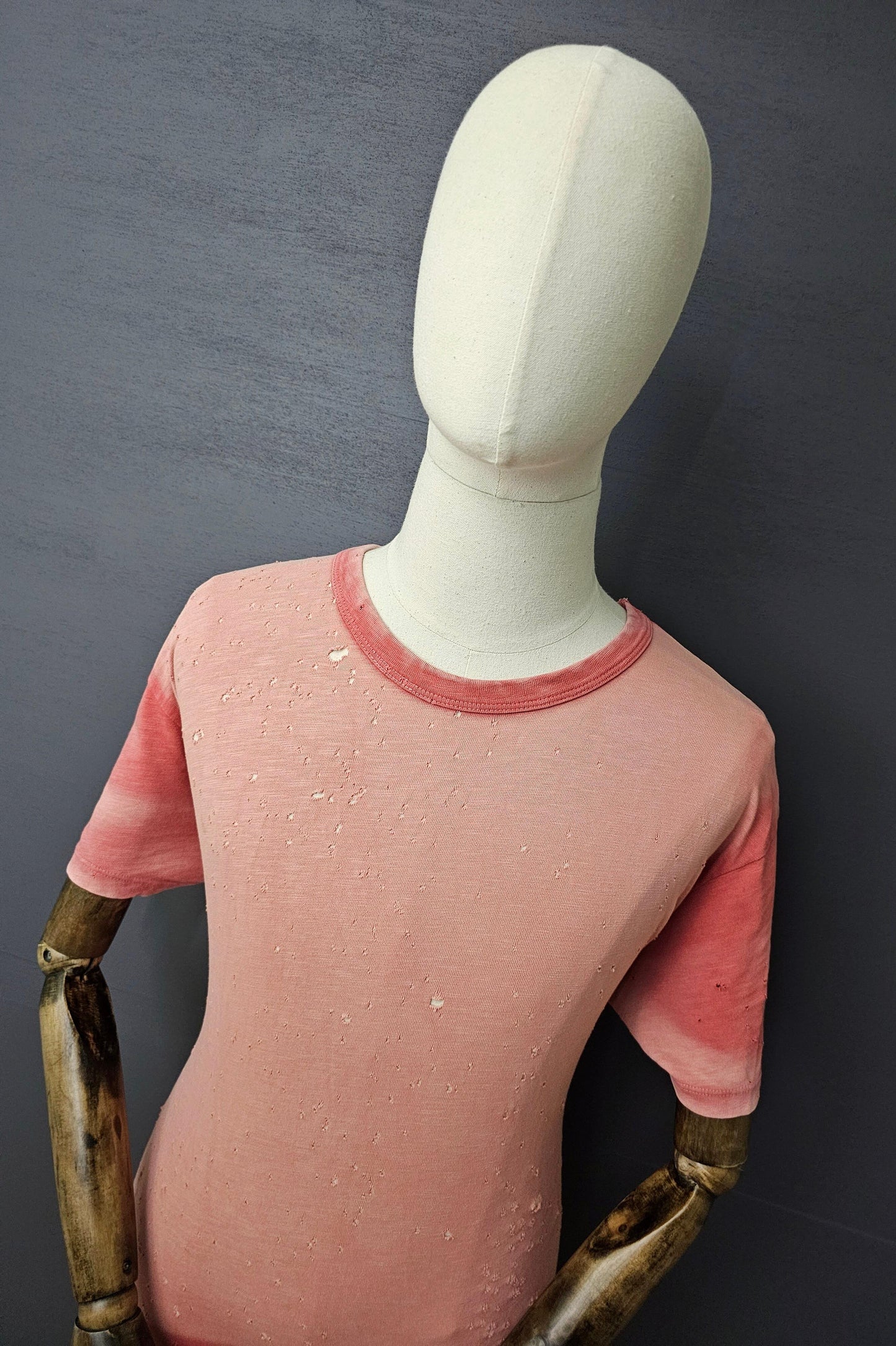 AMIRI Distressed & Washed Pink Shotgun T-Shirt
