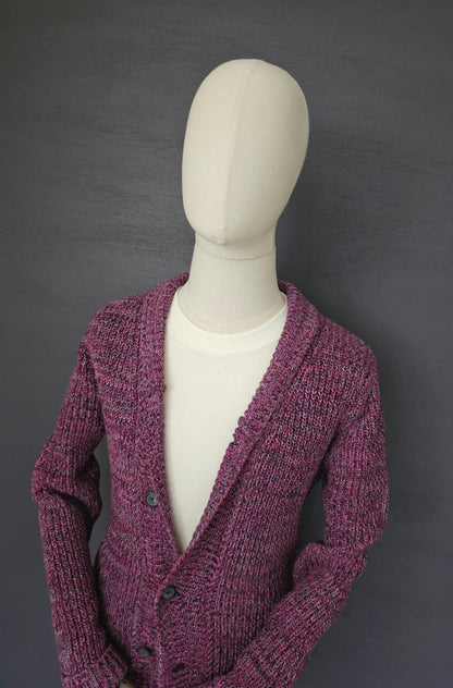 REISS Heavy Shawl Knit Burgundy Cardigan