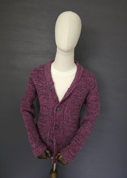 REISS Heavy Shawl Knit Burgundy Cardigan