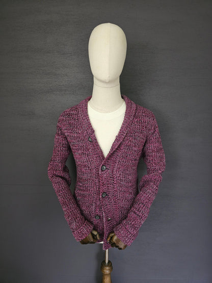REISS Heavy Shawl Knit Burgundy Cardigan