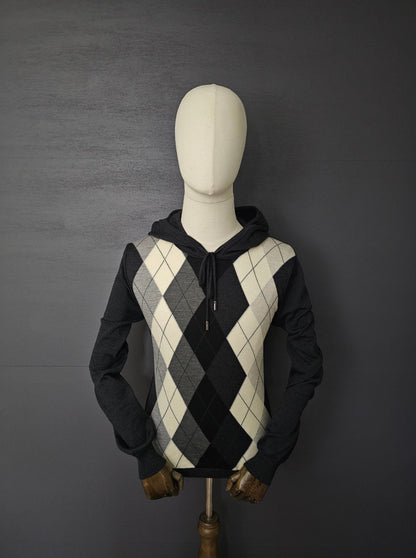 DOLCE & GABBANA Fine Wool Checkered Knit Hoodie
