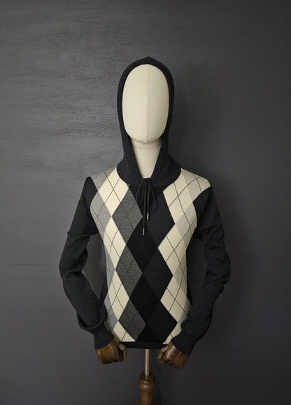 DOLCE & GABBANA Fine Wool Checkered Knit Hoodie