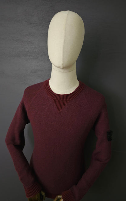 STONE ISLAND Logo Patch Knitted Wool Sweater