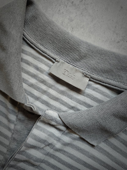 DIOR Stiped Long-Sleeve Polo with Bee Embroidery