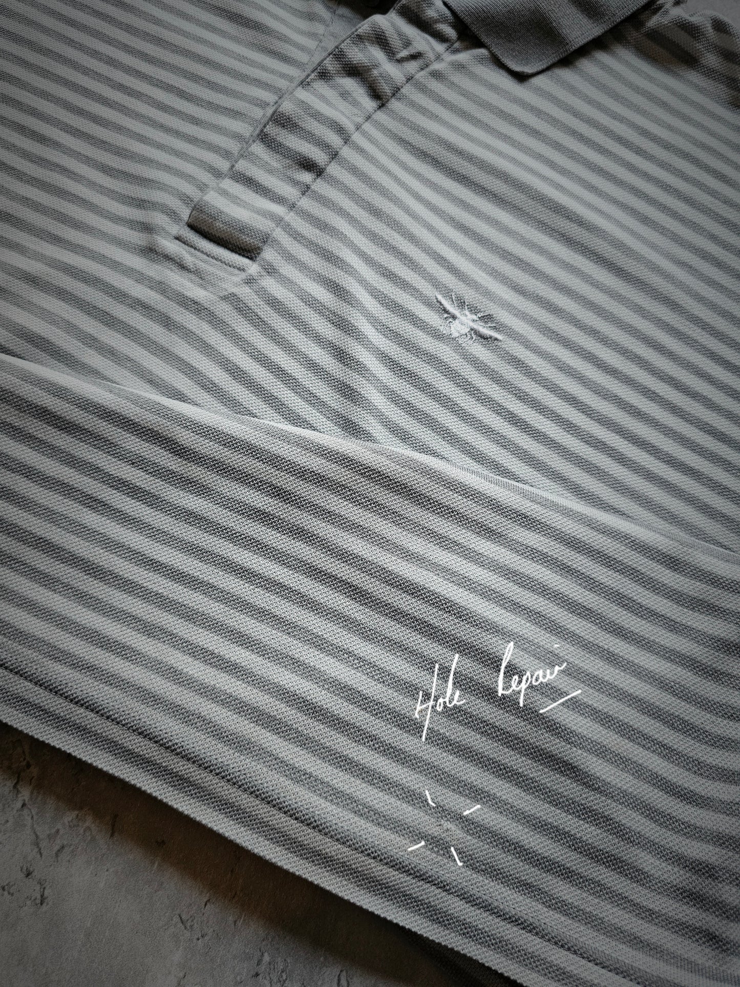 DIOR Stiped Long-Sleeve Polo with Bee Embroidery