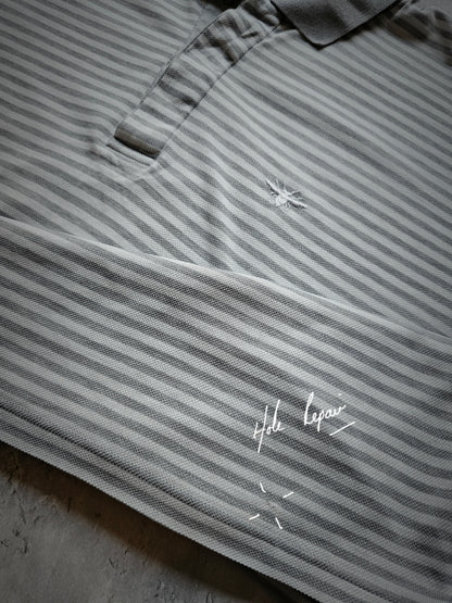 DIOR Stiped Long-Sleeve Polo with Bee Embroidery