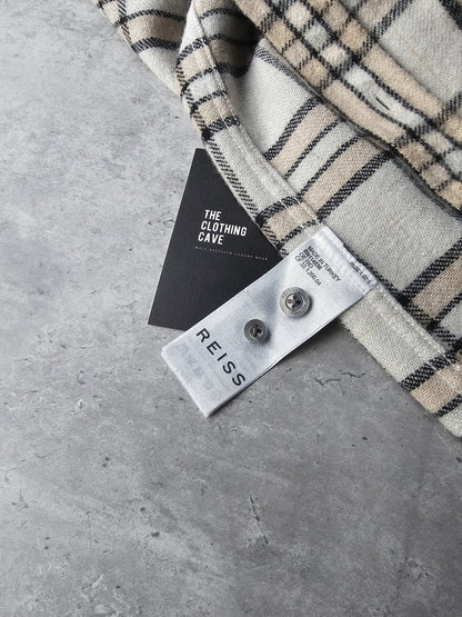 REISS Rio Wool-blend Brushed Checked Overshirt In Beige