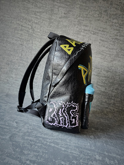 BALENCIAGA "Explorer" Graffiti Lambskin Backpack
