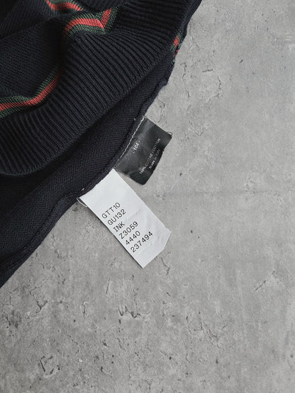 GUCCI Webbed-Hem Fine Knit Polo