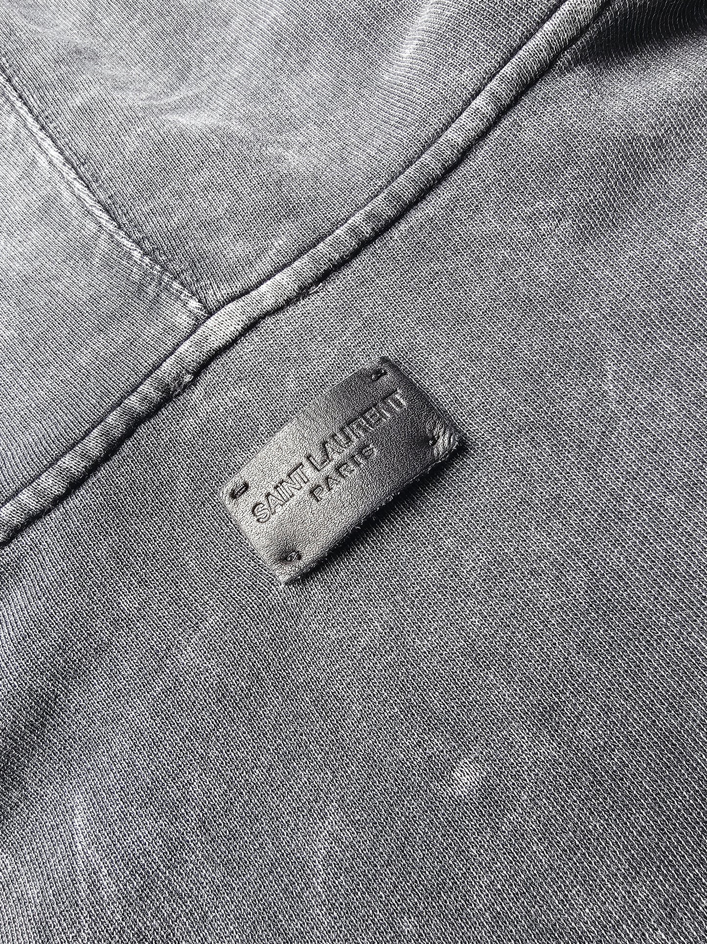 SAINT LAURENT Distressed Washed Cotton Hoodie