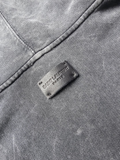 SAINT LAURENT Distressed Washed Cotton Hoodie