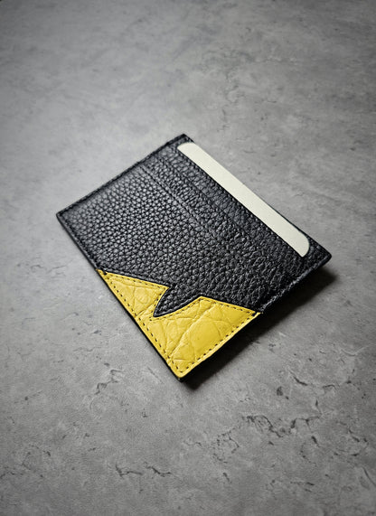 FENDI Black & Yellow Bug Eye Roma Leather Card Holder