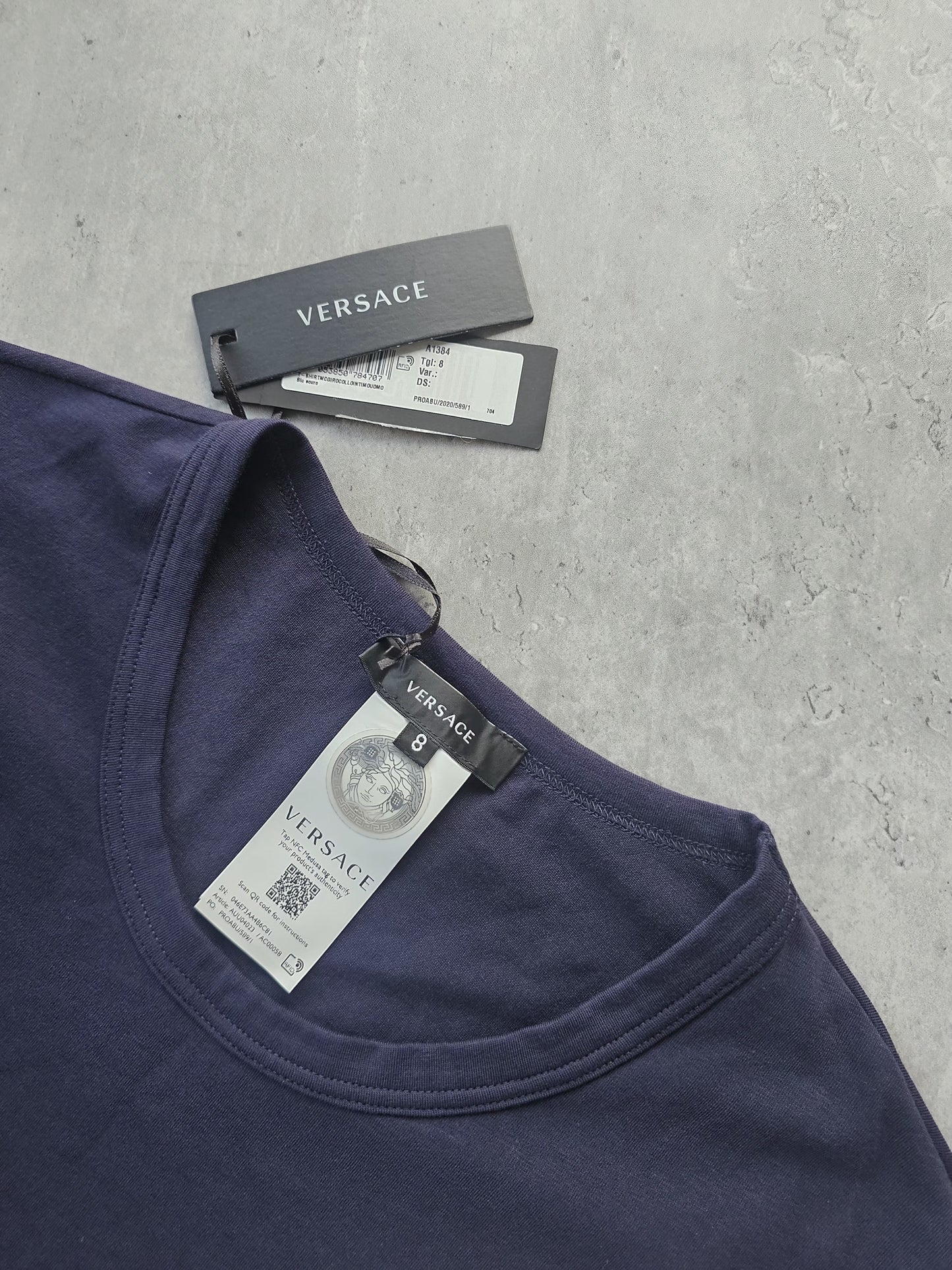 VERSACE Essentials Logo Navy T-Shirt