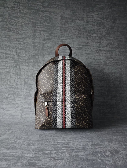 BURBERRY TB E-Canvas Monogram striped backpack