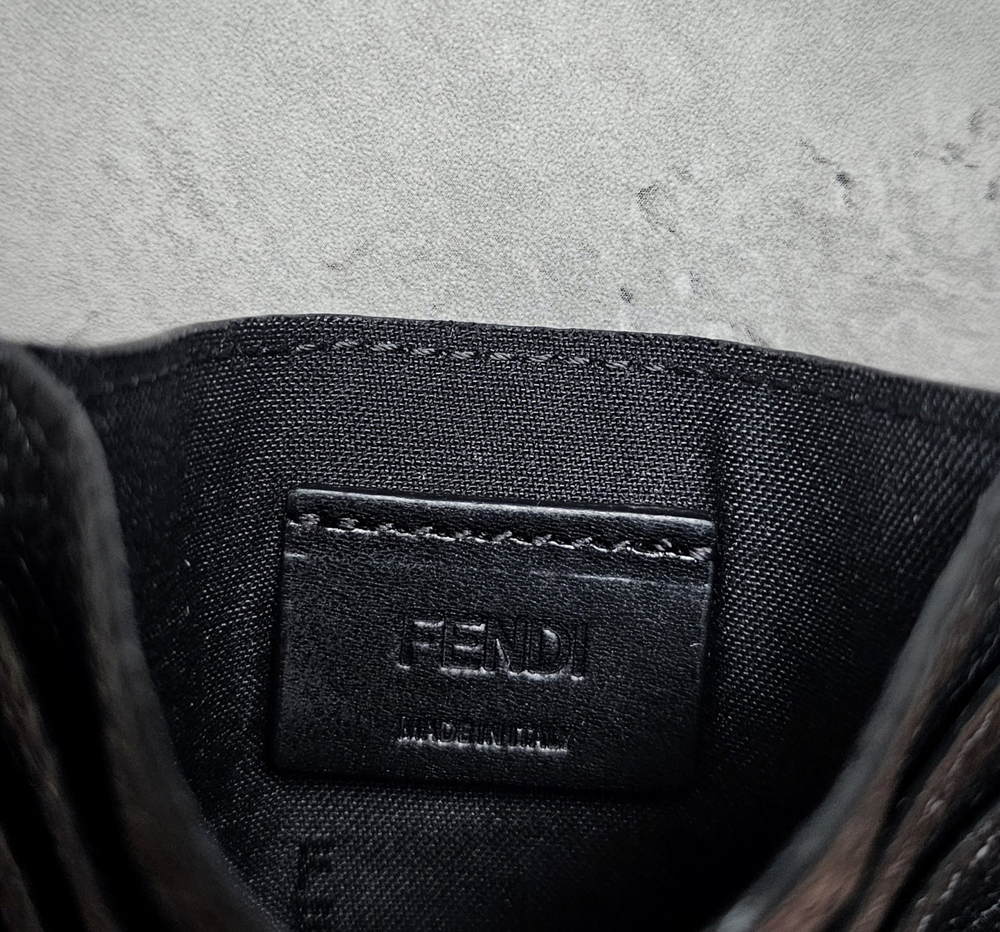 FENDI Black & Yellow Bug Eye Roma Leather Card Holder