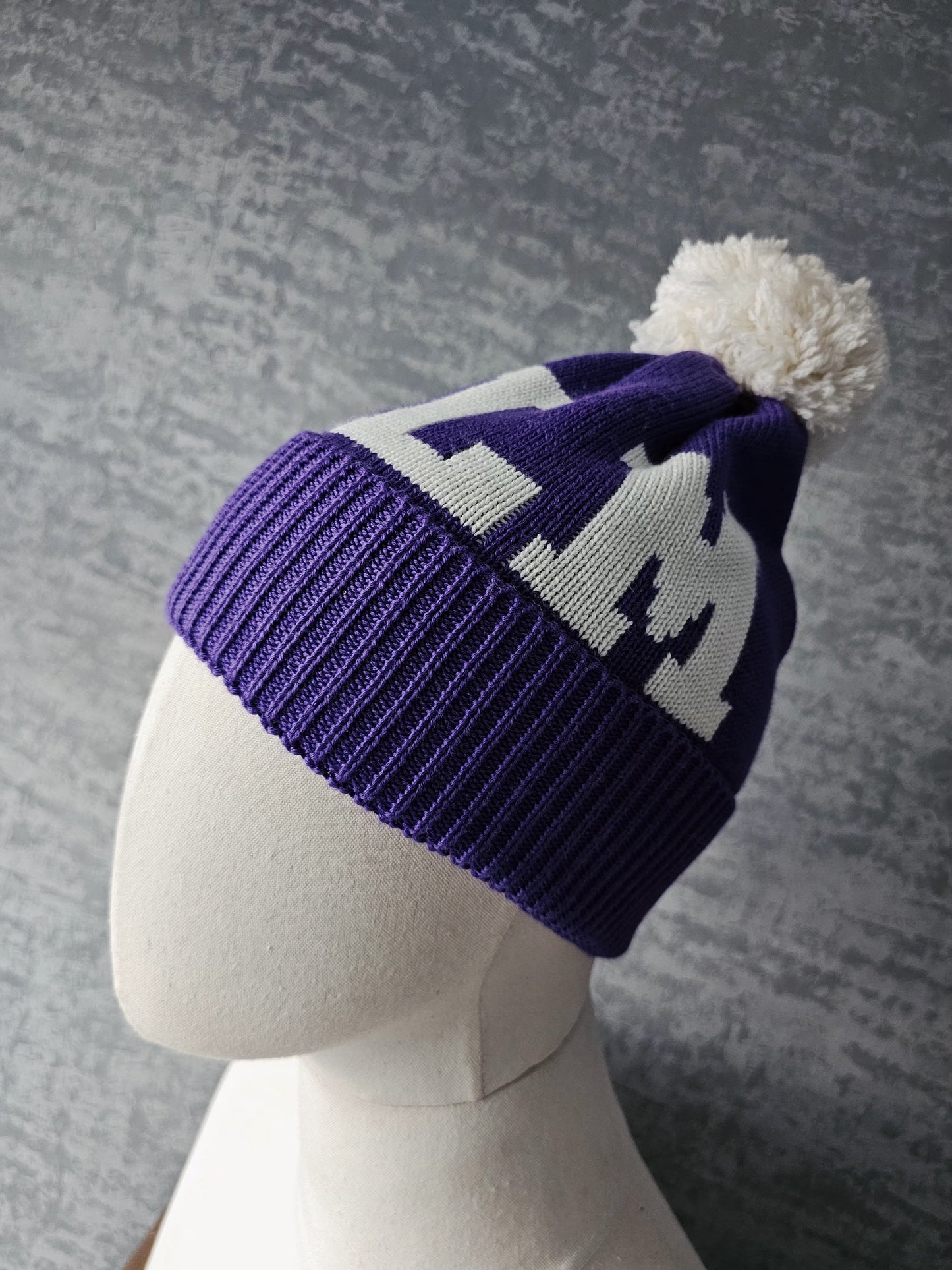 PALM ANGELS Logo Pompom Beanie Violet