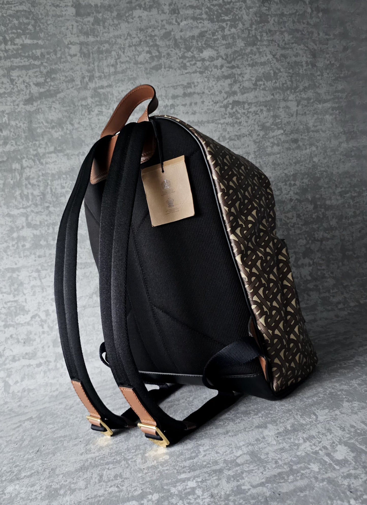 BURBERRY TB E-Canvas Monogram striped backpack