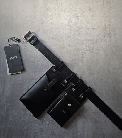 FENDI Vitello Glacier Utility Pouched Leather Belt