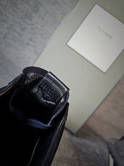 TOM FORD Orford Leather-Trimmed Suede Navy Trainers