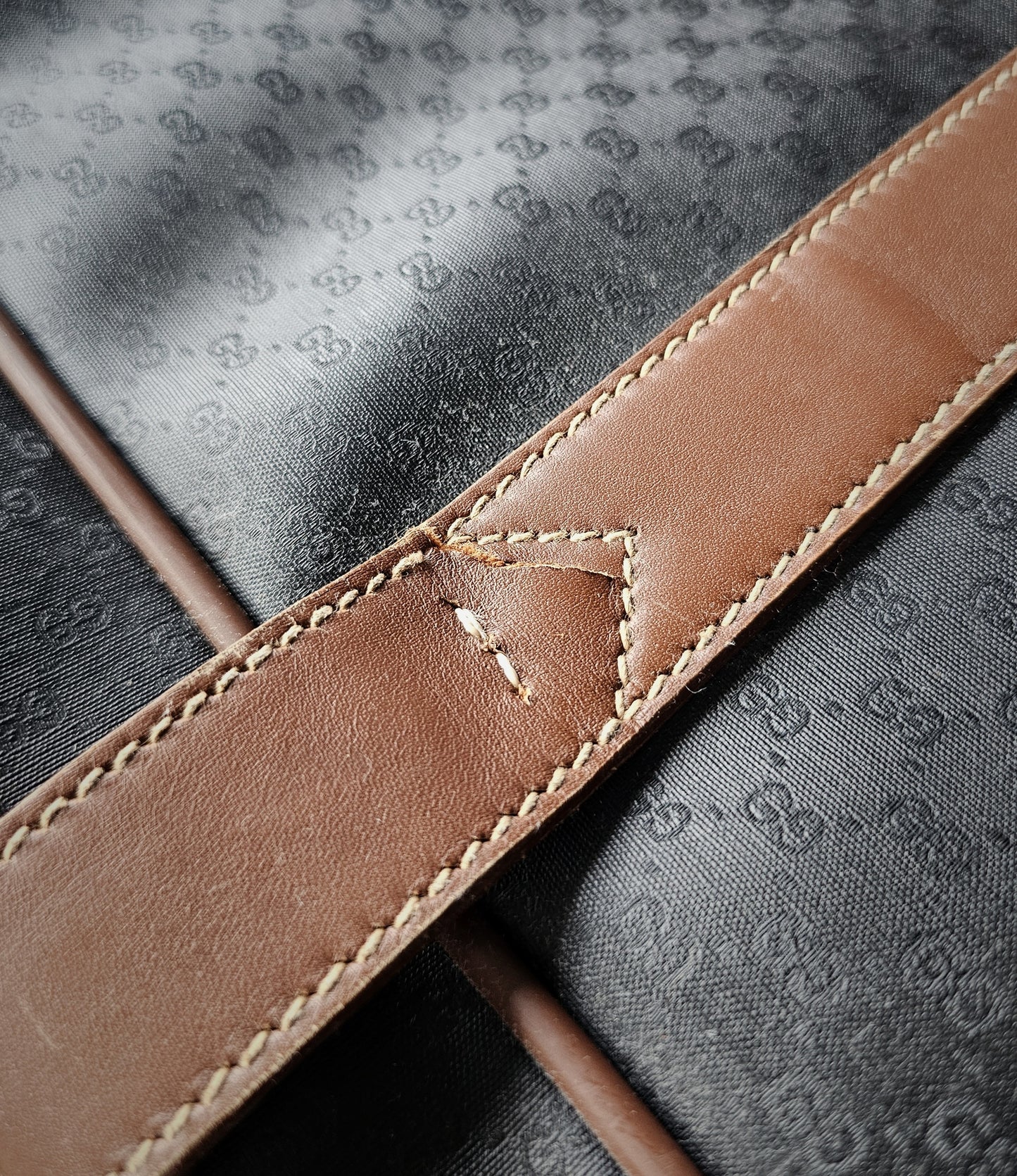 GUCCI Vintage GG Monogram Canvas Navy Suitcase