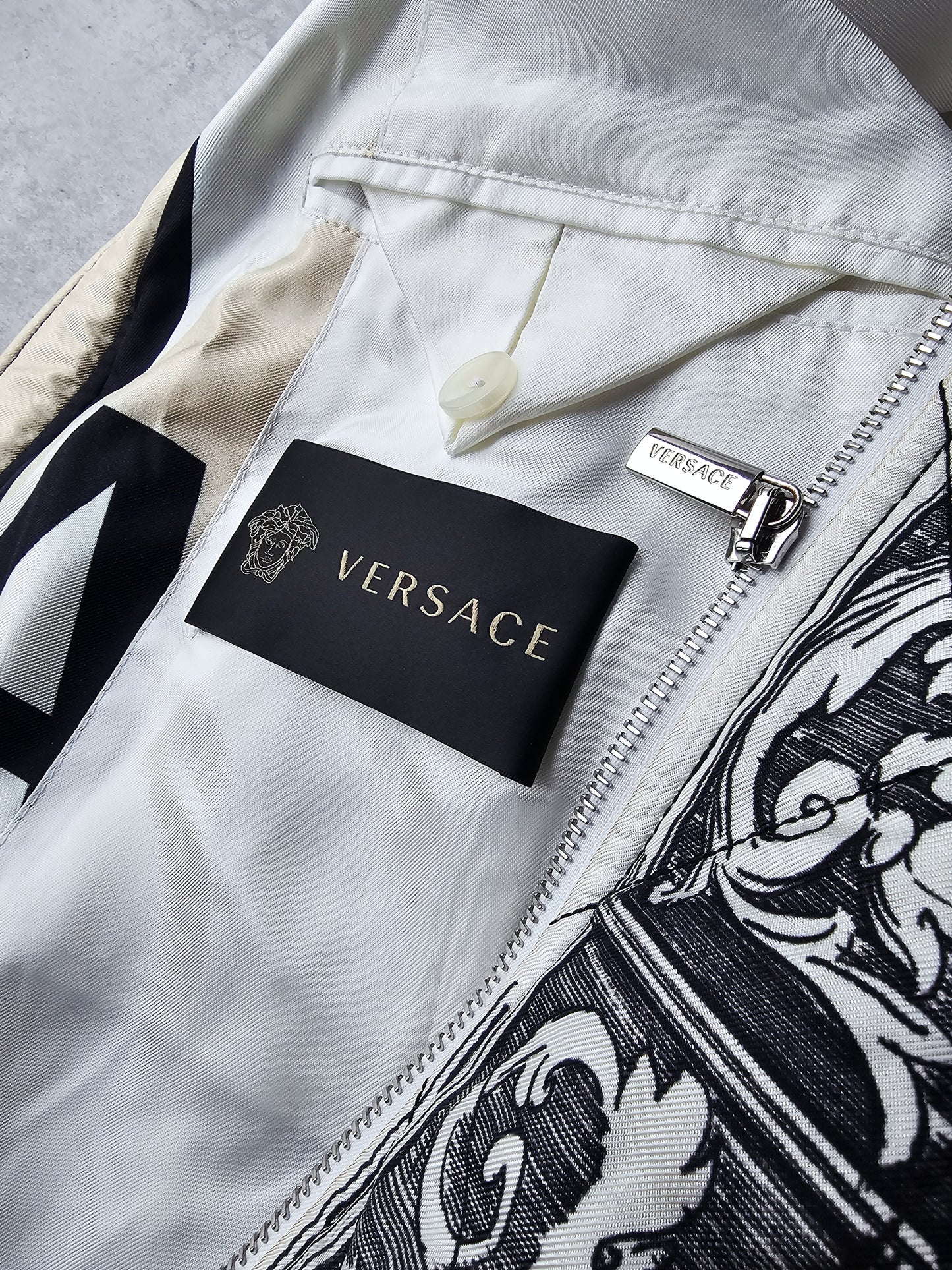 VERSACE Bauhaus Print Baroque Silk Bomber