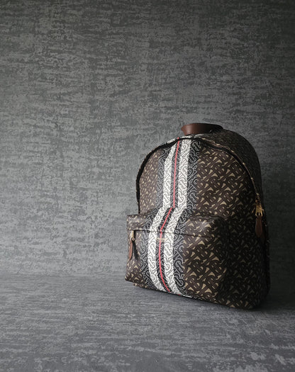 BURBERRY TB E-Canvas Monogram striped backpack