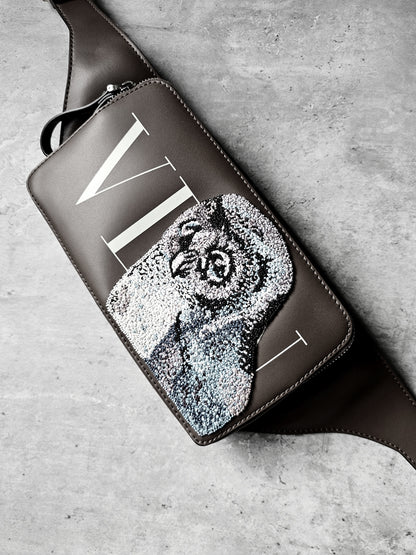VALENTINO GARAVANI Limited Edition VLTN Umo Owl Embroidery Python Leather Belt Bag