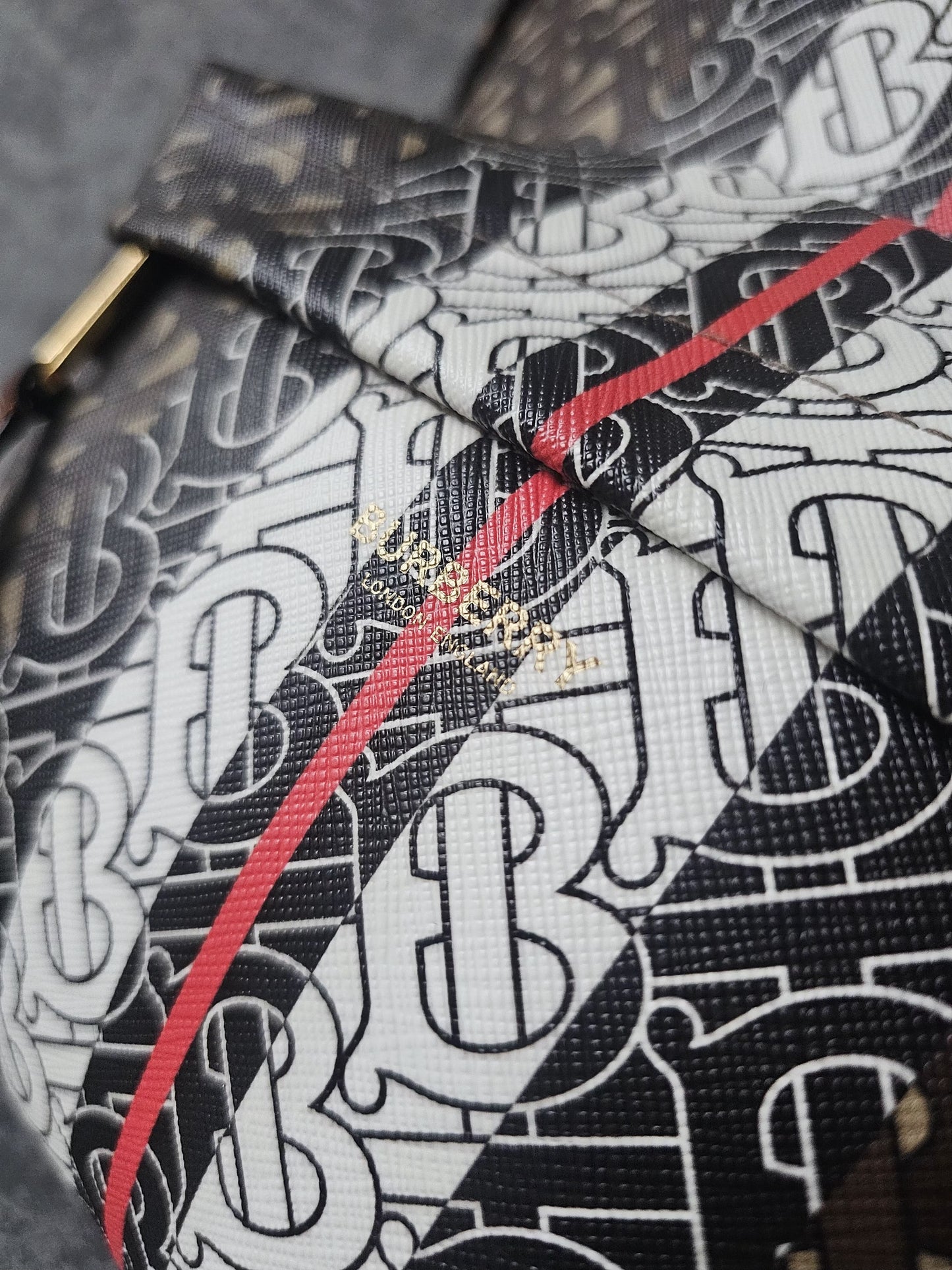 BURBERRY TB E-Canvas Monogram striped backpack