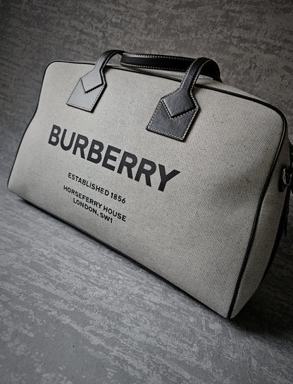 BURBERRY Logo-Print Leather-Trimmed Canvas Holdall