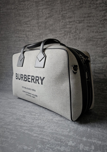 BURBERRY Logo-Print Leather-Trimmed Canvas Holdall