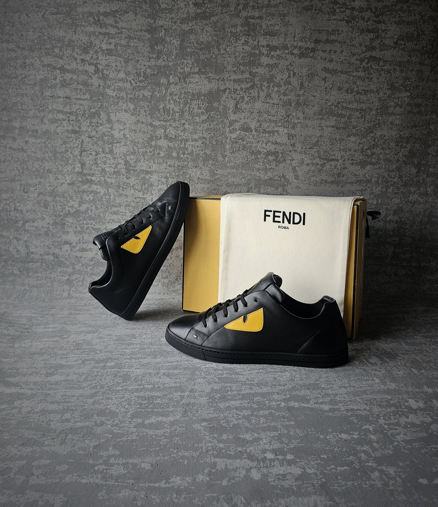FENDI Low-Top Leather Bug Eye Sneakers