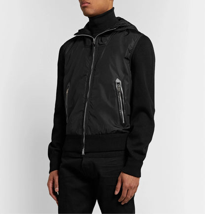 TOM FORD Shell-Panelled Wool Hooded Jacket Black